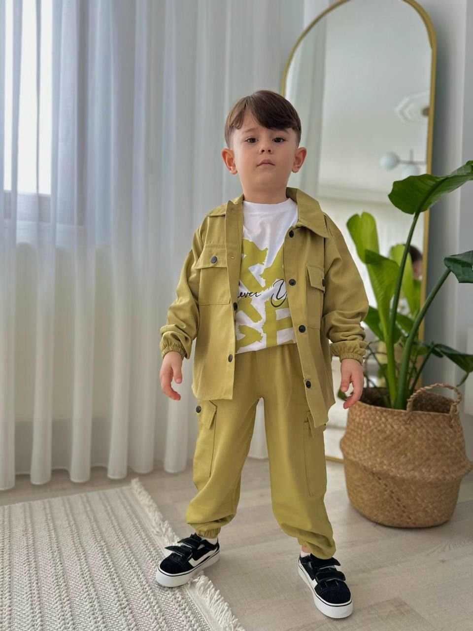 Gabardin Yağ Yeşili 3'lü Set