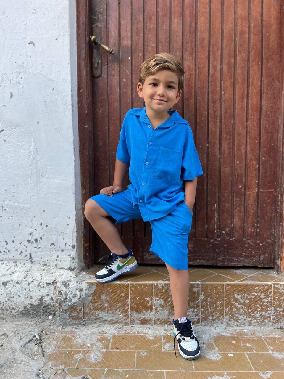 Keten Pamuk Mavi Takım