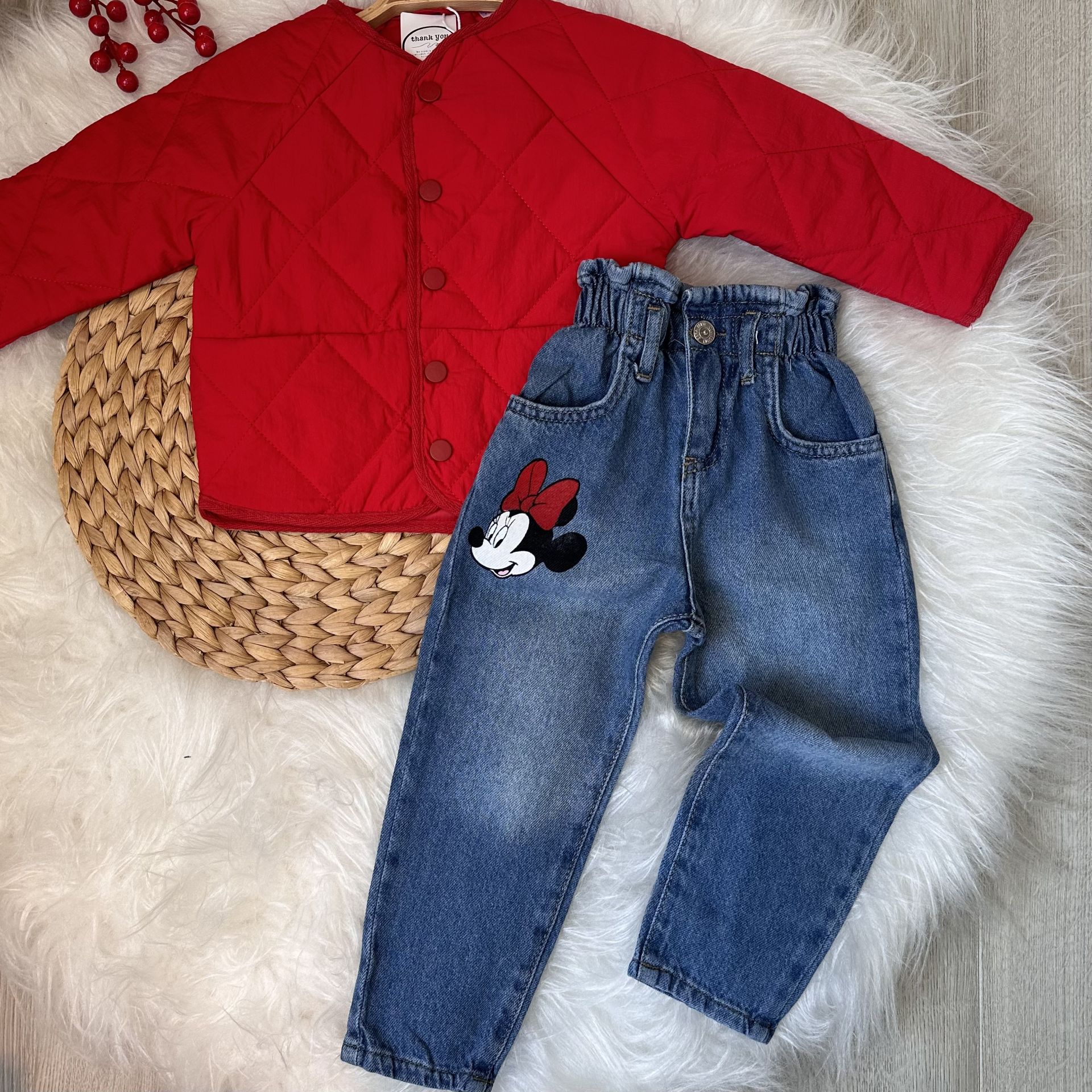 Minnie Baskılı Denim Jean