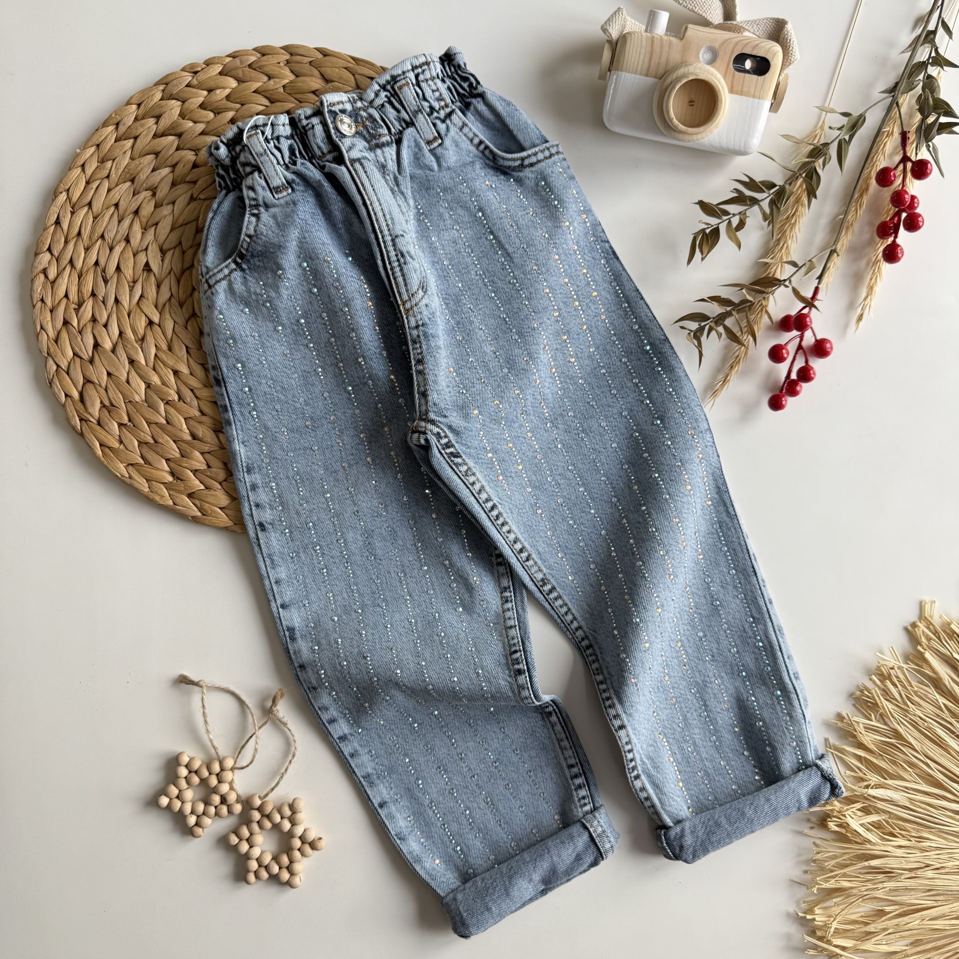 Taşlı Denim Jean