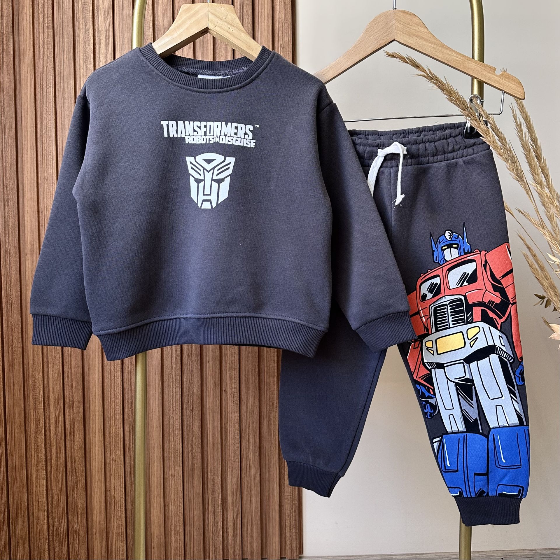 Antrasit Transformers Baskılı Takım
