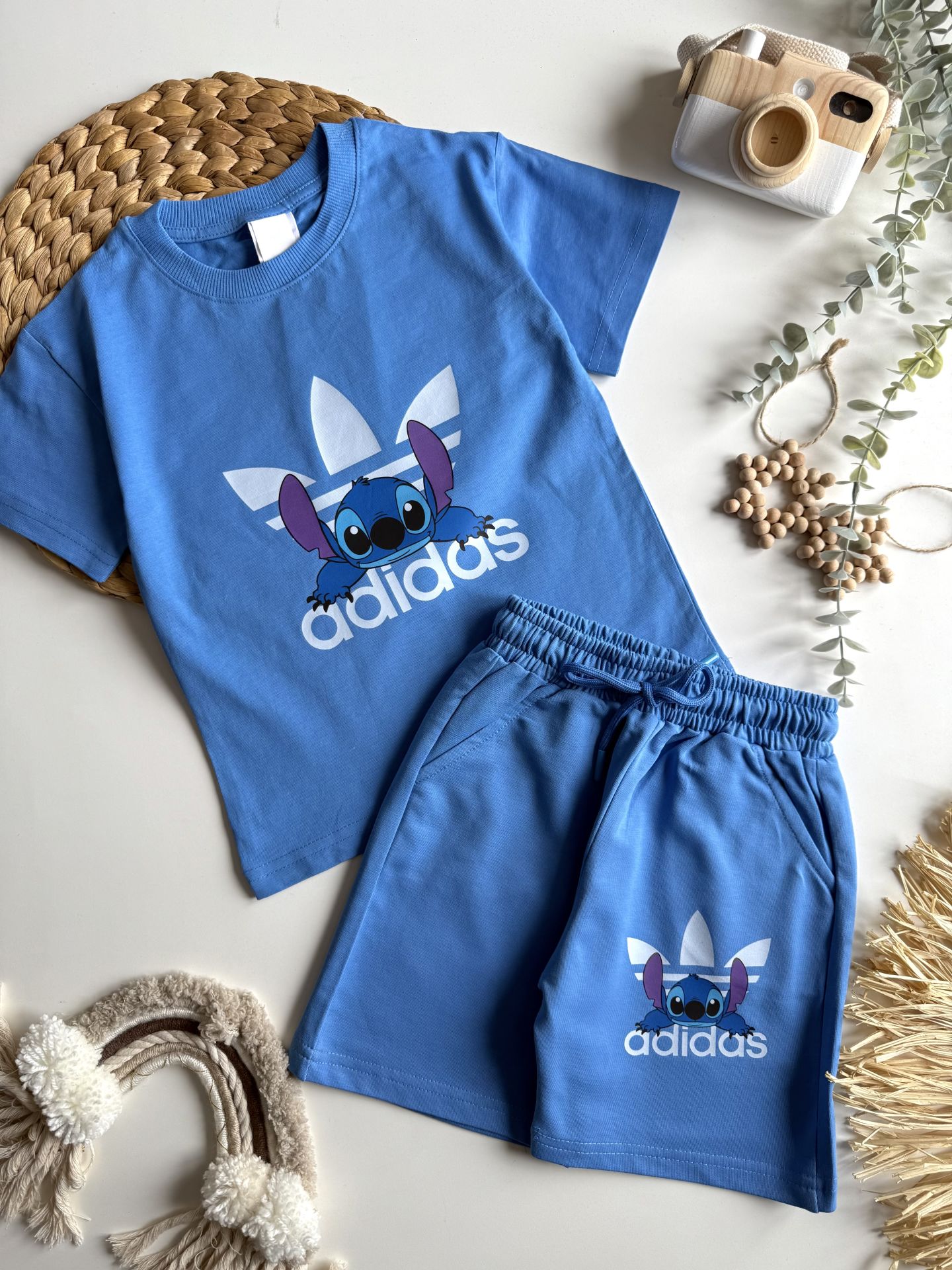 Stitch Baskılı Şortlu Takım