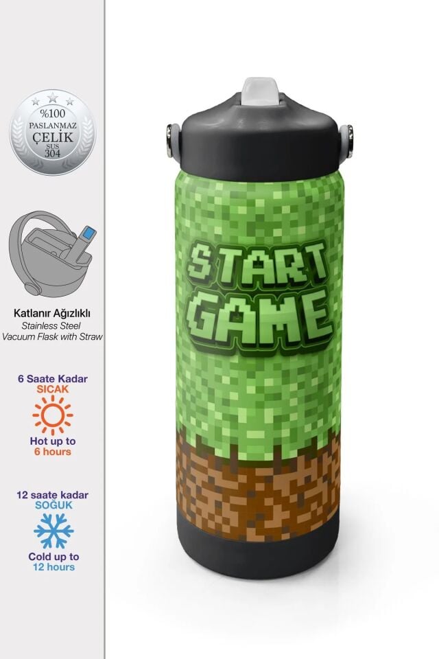 Coral High Craft Desenli Katlanır Ağızlıklı Çelik Termos 650 ml 38393 Adet