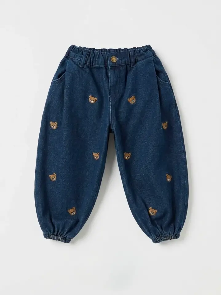 Bear İşlemeli Denim Pantolon 6-7 YAŞ