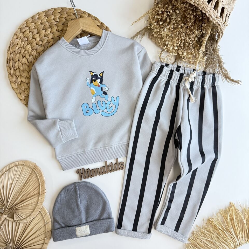Bluey Baskılı Gri Takım 7-8 YAŞ
