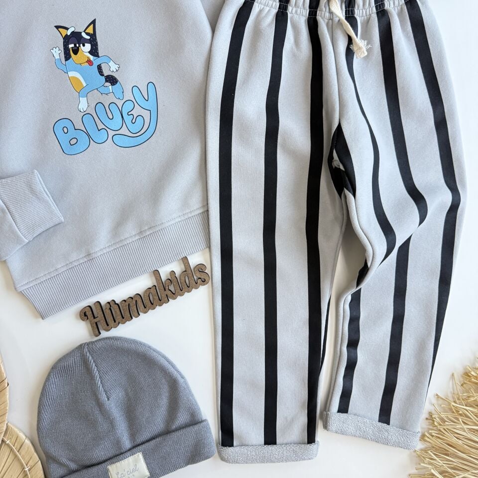 Bluey Baskılı Gri Takım 7-8 YAŞ