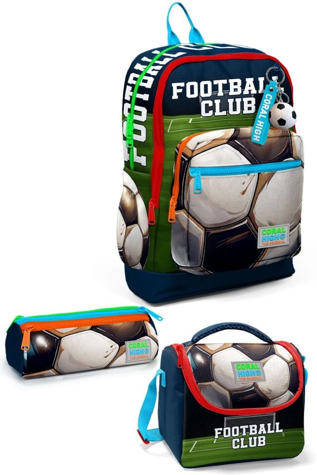 Coral High Kids Lacivert Futbol Desenli 3’lü Okul Çanta Seti SET0123779 Adet