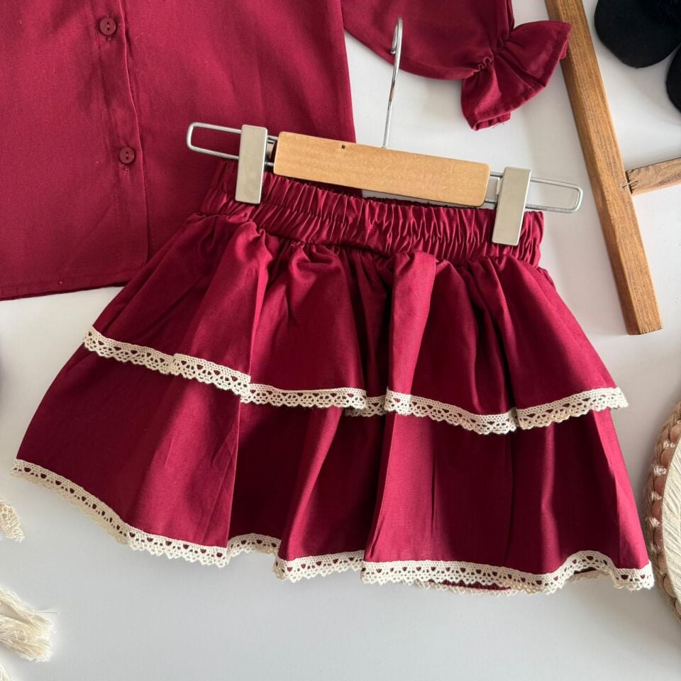 Bordo Etek Takım (toka hedıyelı) 7-8 YAŞ