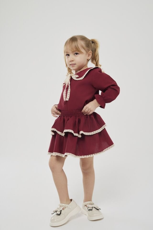 Bordo Etek Takım (toka hedıyelı) 7-8 YAŞ