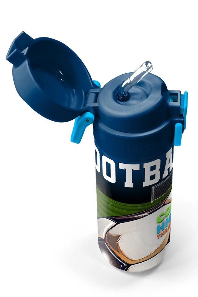 Coral High Kids Lacivert Futbol Desenli Pipetli ve Direkt İçim Çelik Termos 500 ml 31995 Adet