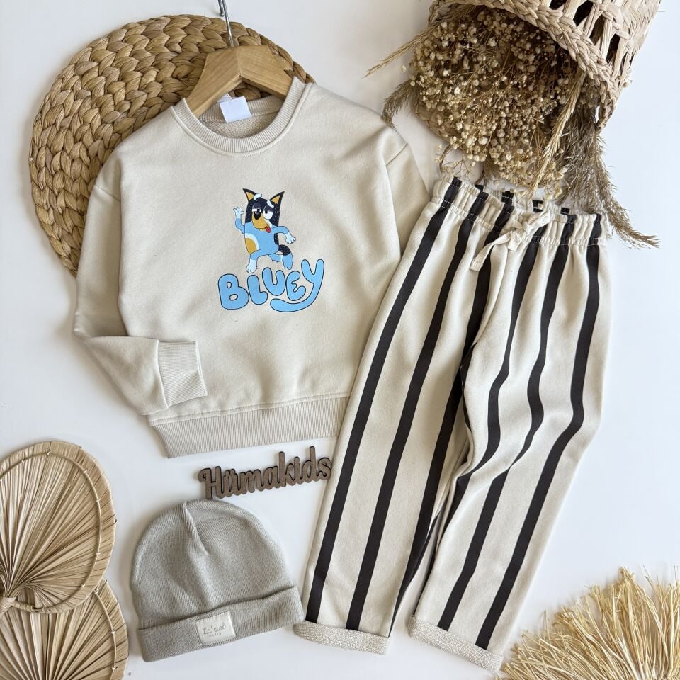 Bluey Baskılı Krem Takım 7-8 YAŞ