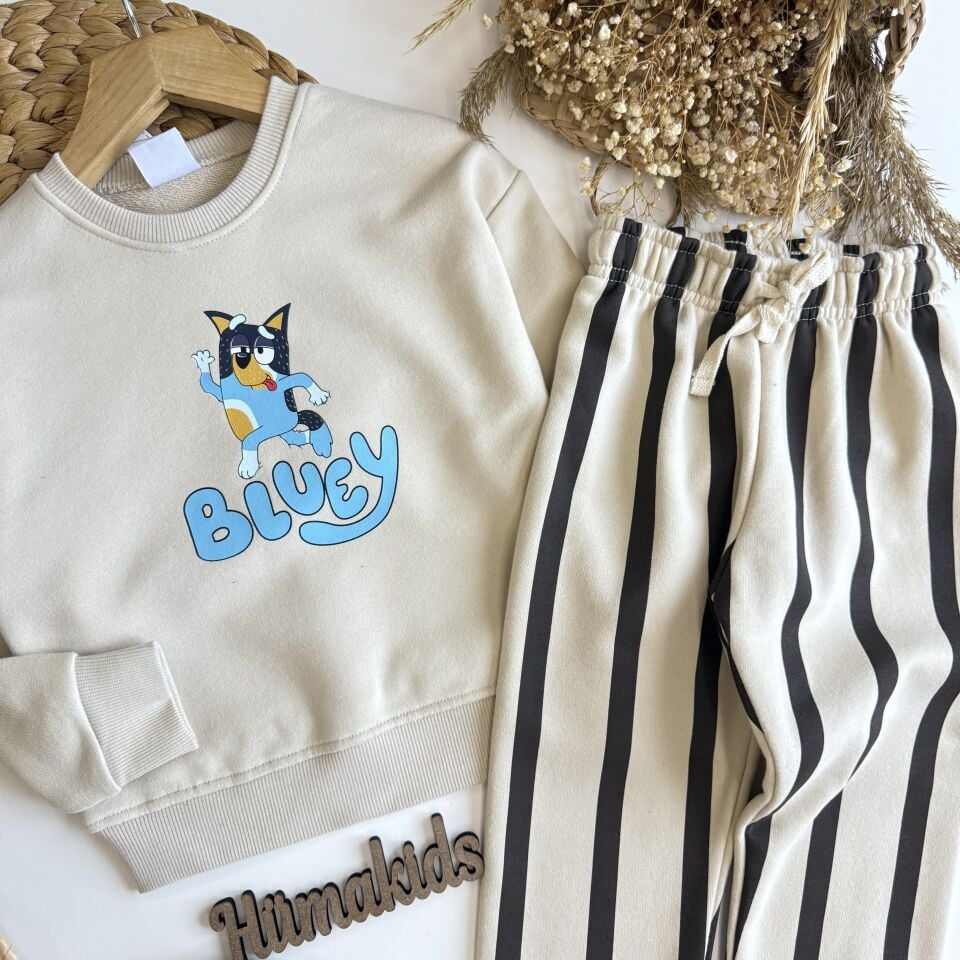 Bluey Baskılı Krem Takım 7-8 YAŞ