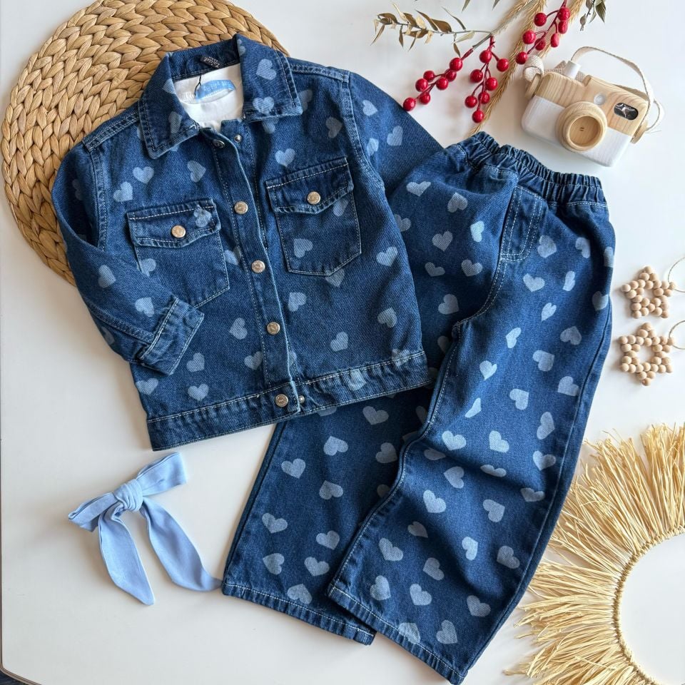 Laciel Kalp Baskılı Denim Takım