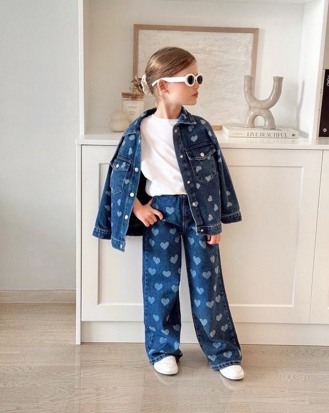 Laciel Kalp Baskılı Denim Takım