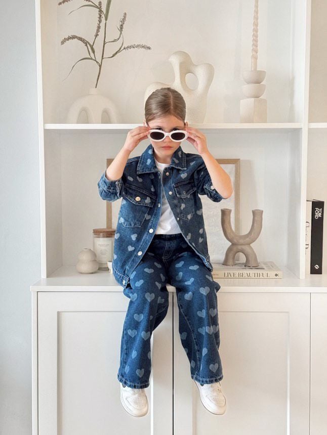 Laciel Kalp Baskılı Denim Takım