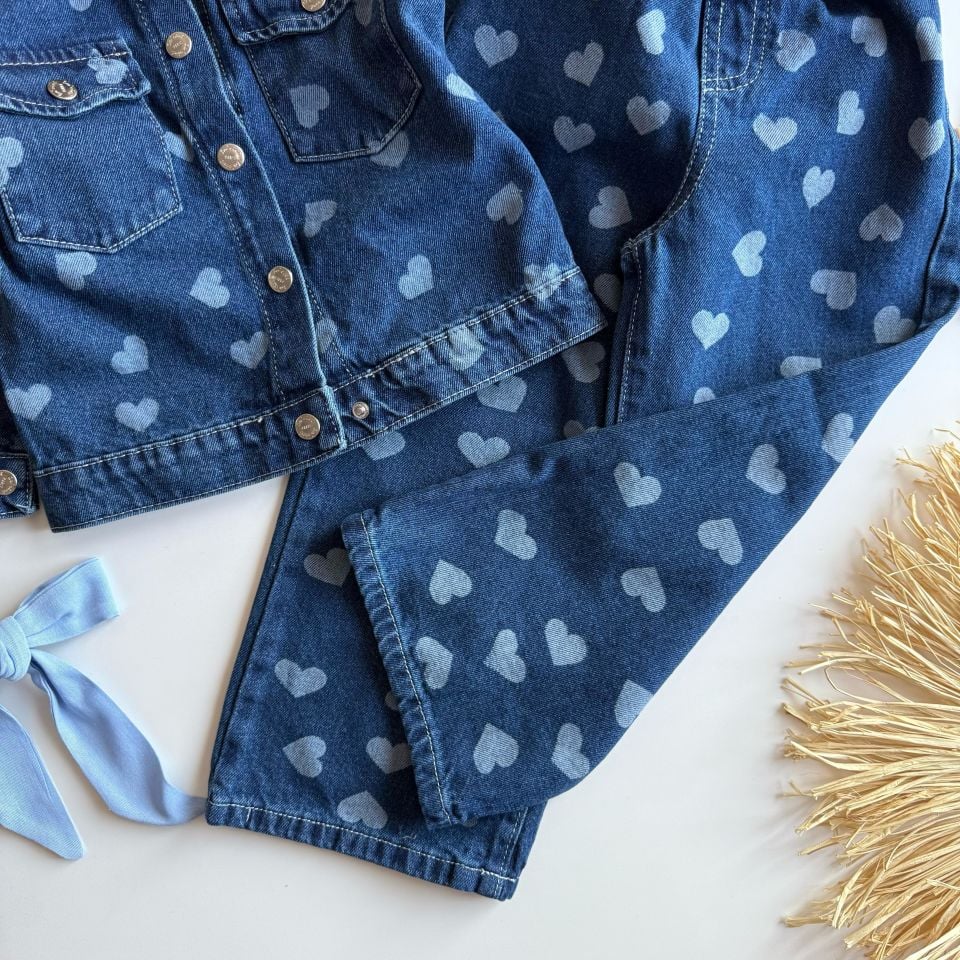 Laciel Kalp Baskılı Denim Takım