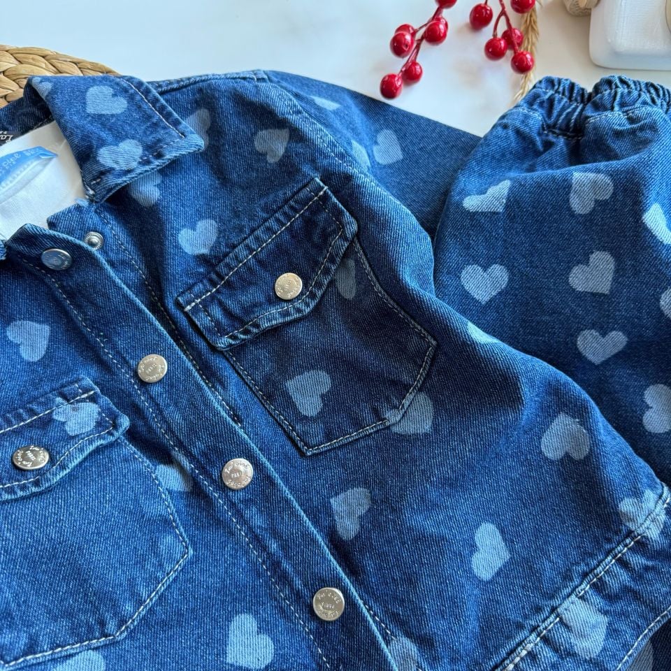 Laciel Kalp Baskılı Denim Takım