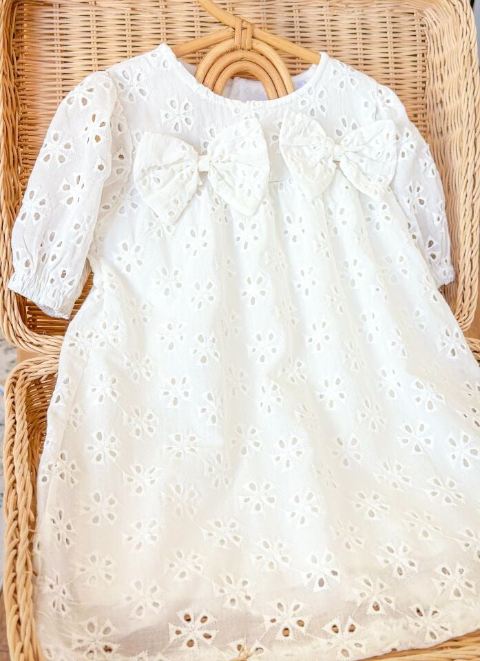 Fistolu Beyaz Elbise 7-8 YAŞ