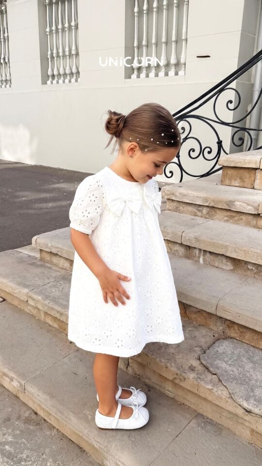 Fistolu Beyaz Elbise 7-8 YAŞ