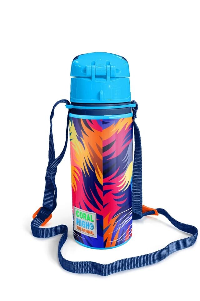Coral High Kids Lacivert Saks Aslan Desenli Pipetli Alüminyum Matara 600 ml 11938 Adet