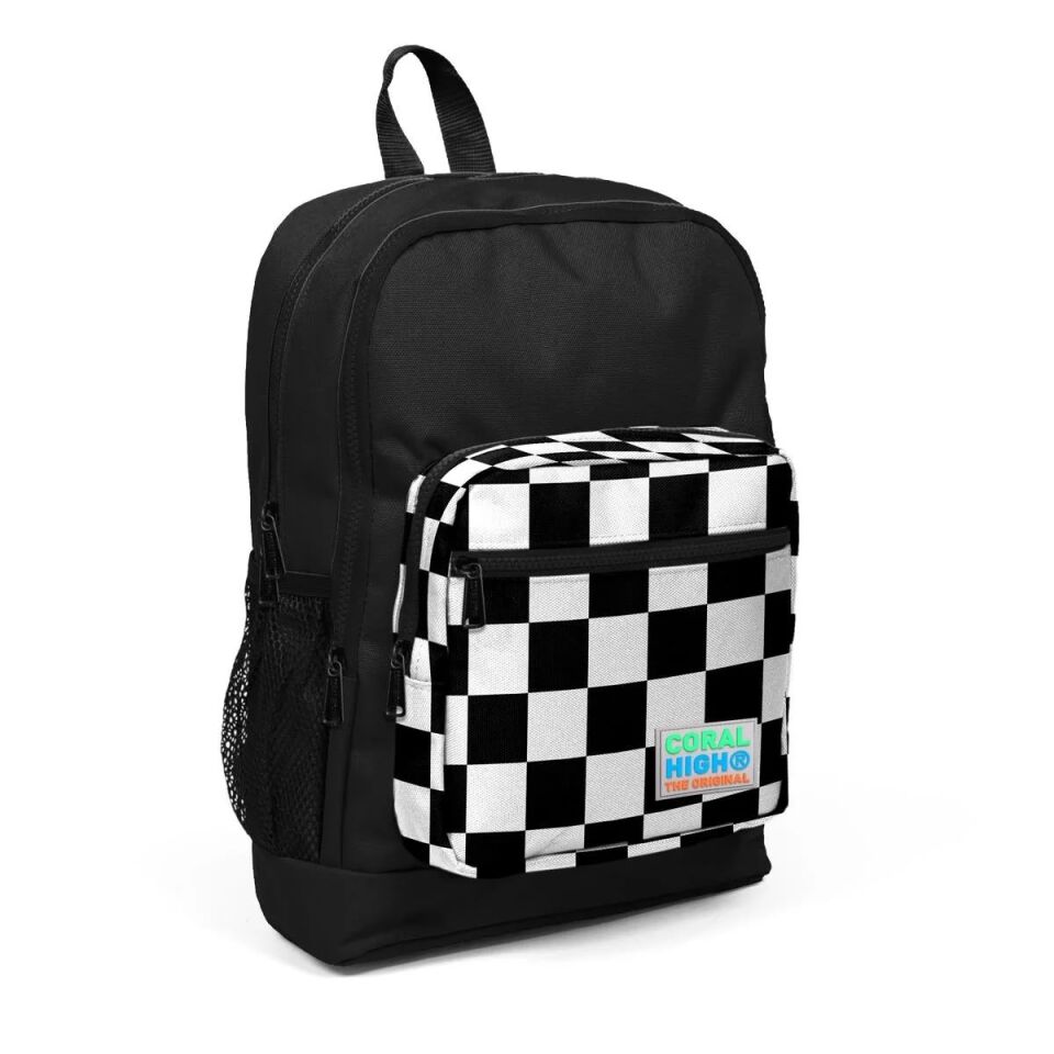 Coral High Kids Siyah Dama Desenli 3’lü Okul Çanta Seti SET0123714 Adet