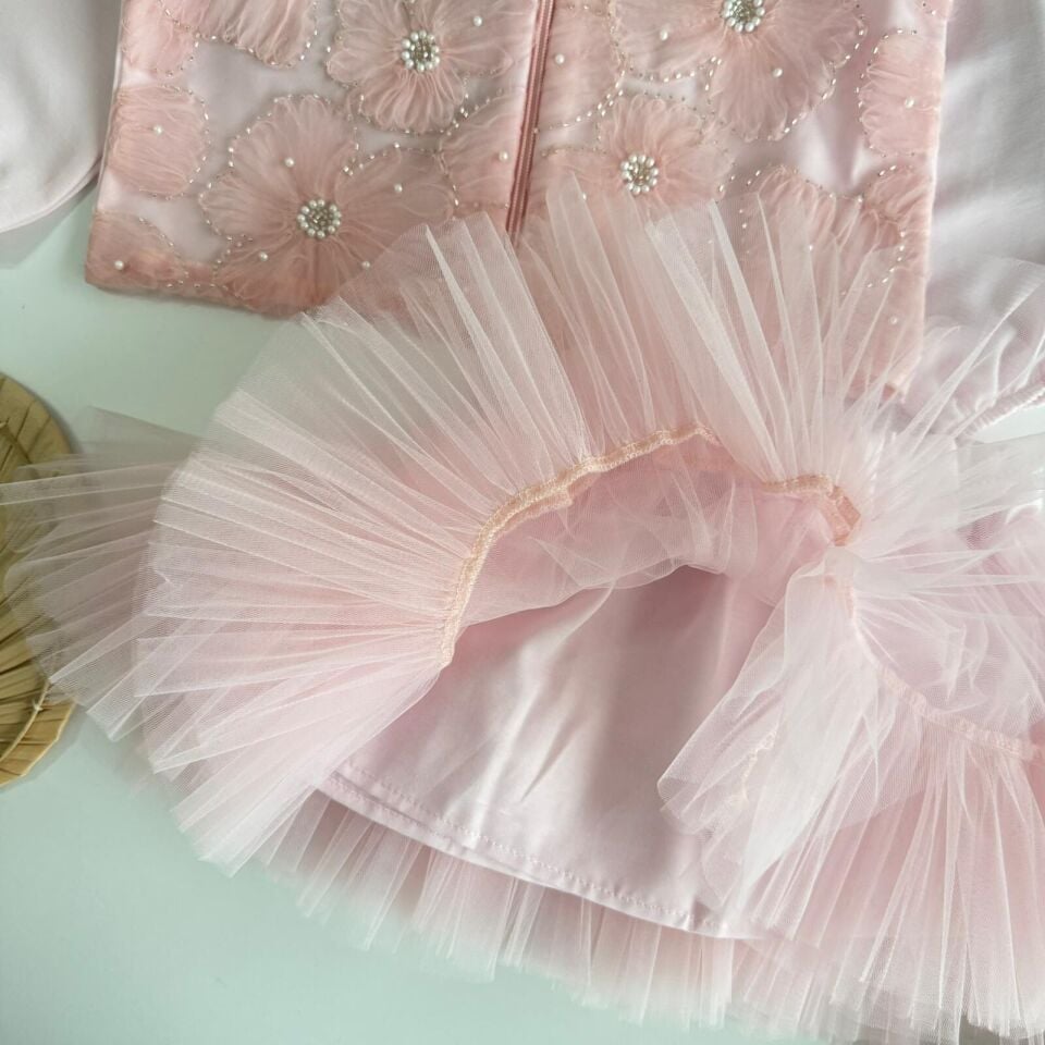 Pembe İşlemli Etek Ceket Takım 9-10 YAŞ