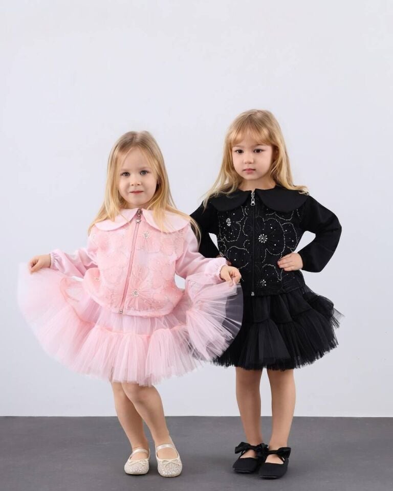 Pembe İşlemli Etek Ceket Takım 9-10 YAŞ