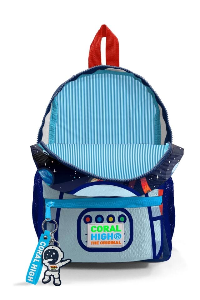 Minik kreş Sırt Çantası Saks Mavi Astronot Desenli İki Bölmeli 23524 Adet