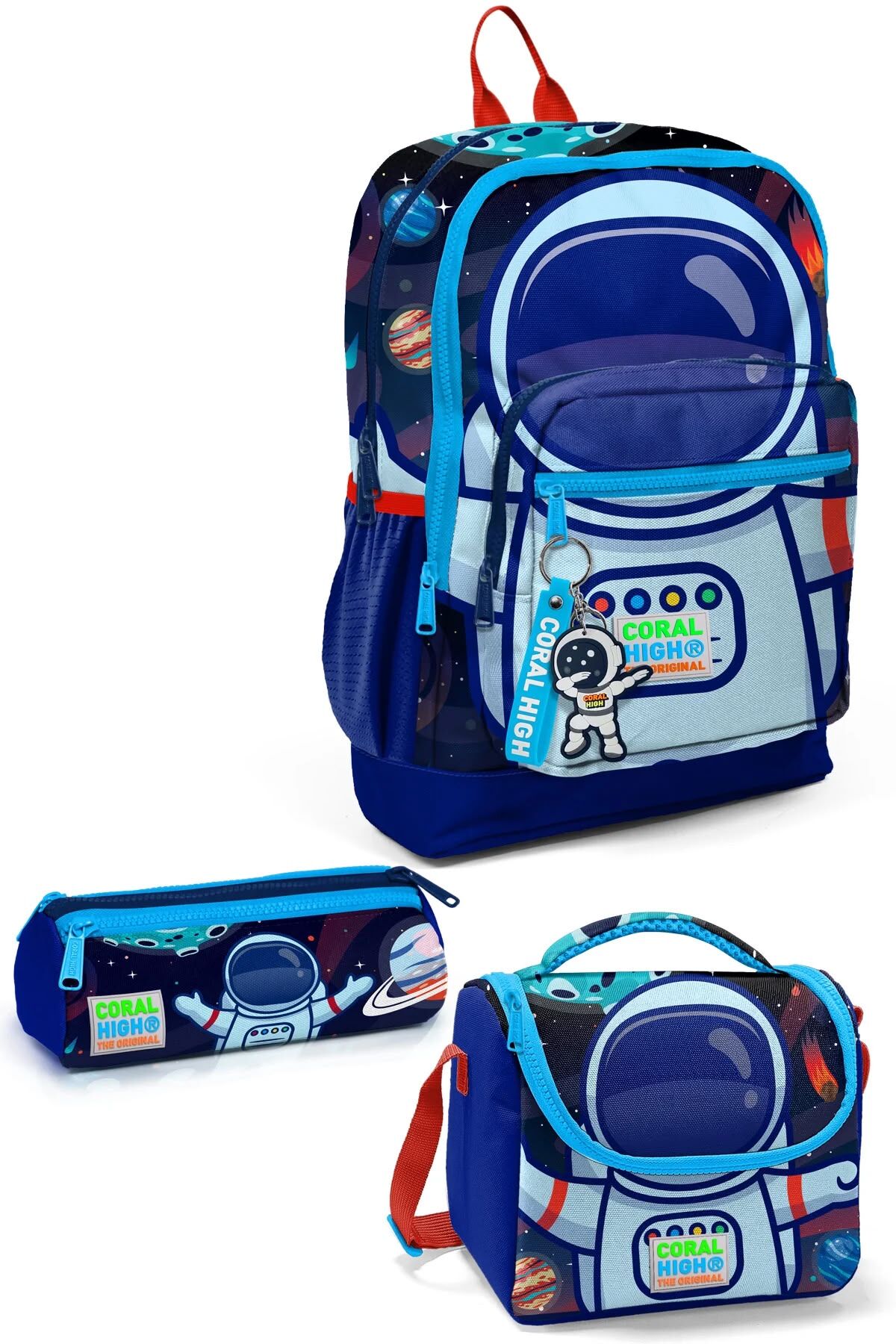 Coral High Kids Saks Mavi Astronot Desenli 3’lü Okul Çanta Seti SET0123724 Adet