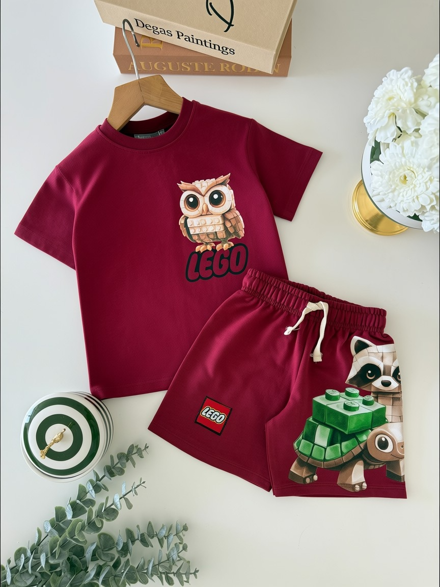 Baykuş Baskılı Bordo Takım 3-4 YAŞ