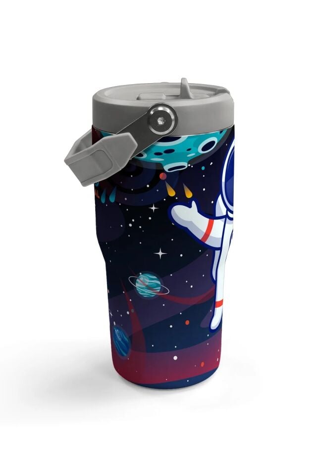 Coral High Saks Mavi Astronot Desenli Katlanır Ağızlıklı Çelik Termos 600ml 38919 Adet