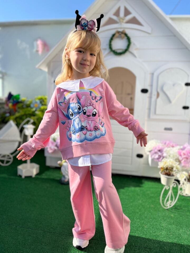 Stitch Pembe Takım(Taç Hediyeli) 4-5 YAŞ