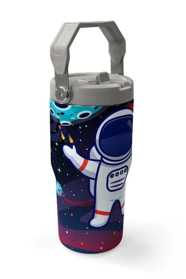 Coral High Saks Mavi Astronot Desenli Katlanır Ağızlıklı Çelik Termos 600ml 38919 Adet