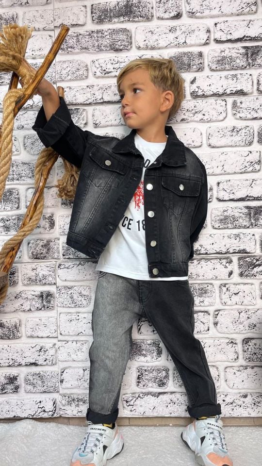 Denim Siyah Ceket 5-6 YAŞ