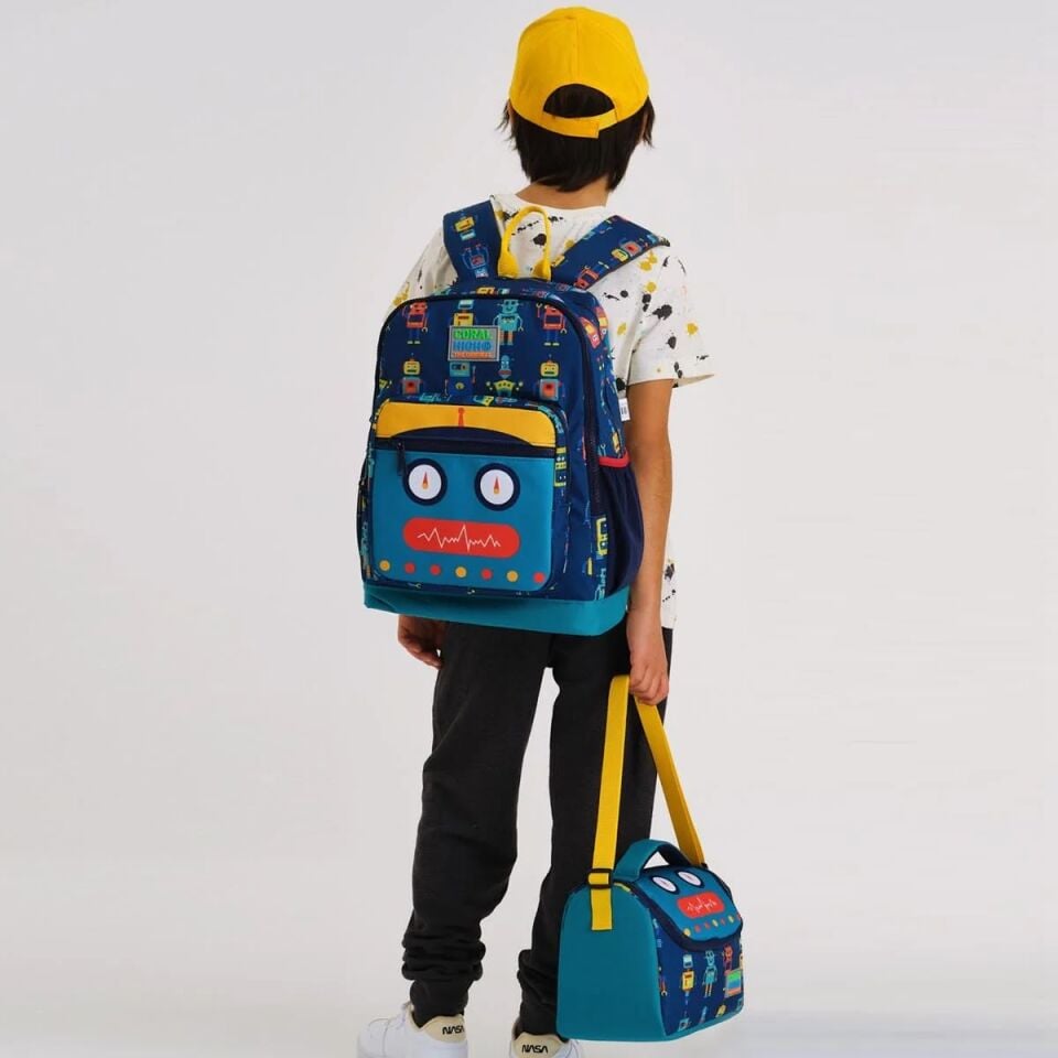 Coral High Kids Lacivert Çivit Robot Desenli 3’lü Okul Çanta Seti SET0123472 Adet