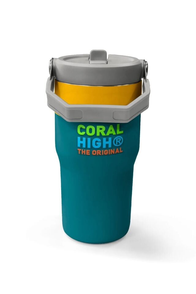 Coral High Lacivert Çivit Robot Desenli Katlanır Ağızlıklı Çelik Termos 600 ml 38918 Adet