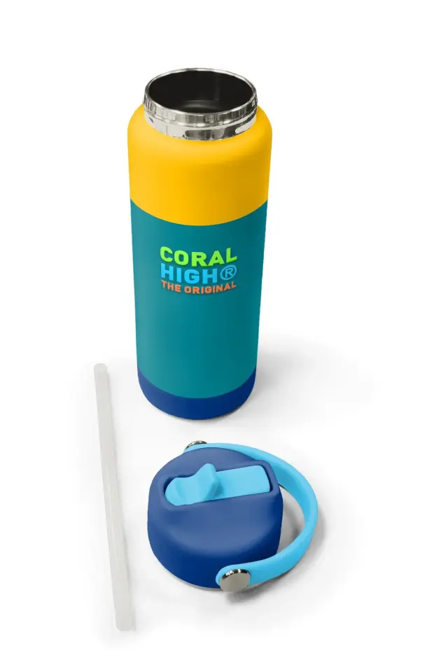 Coral High Kids Lacivert Çivit Robot Desenli Pipetli ve Direkt İçim Çelik Termos 500 ml 31918 Adet