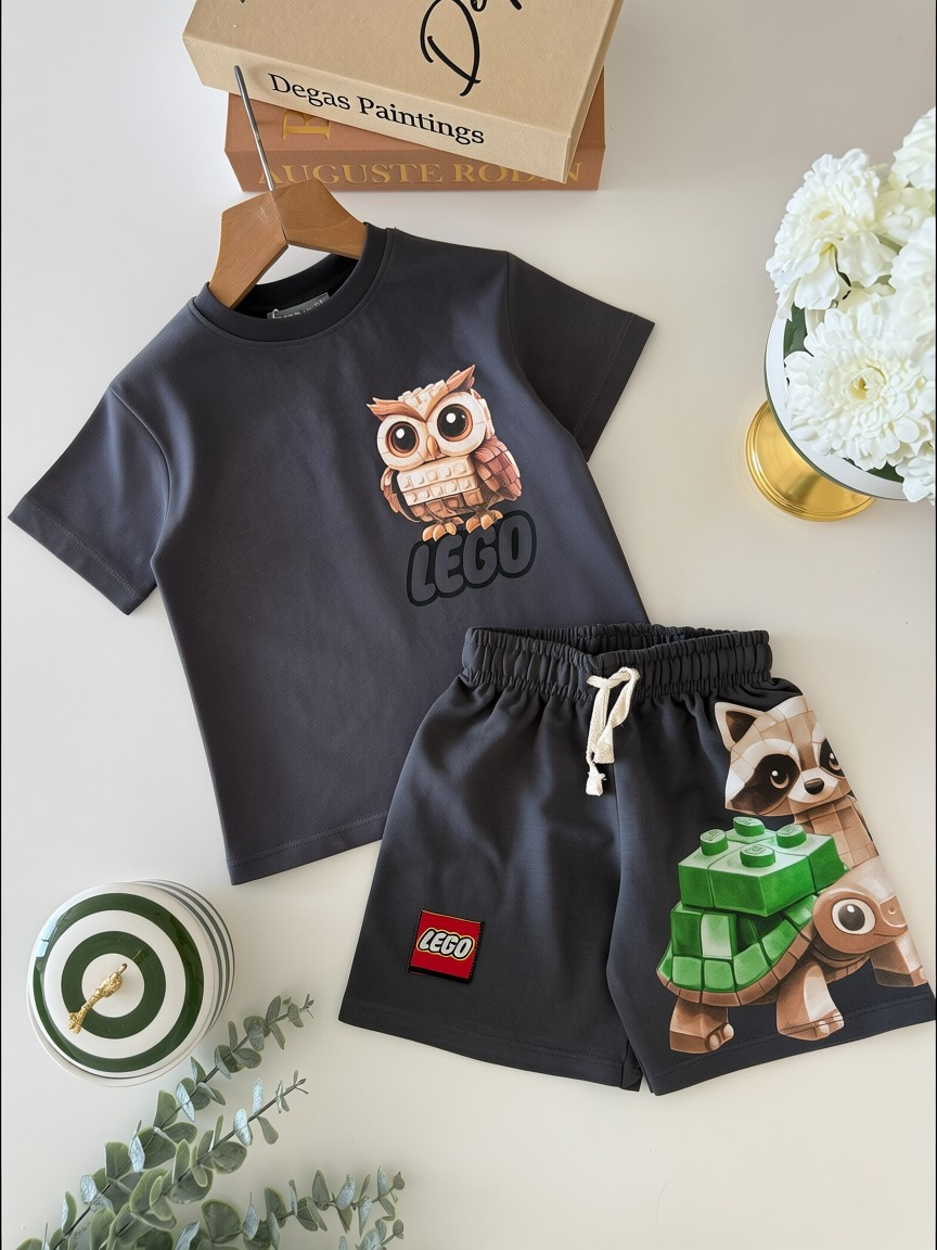 Baykuş Baskılı Antrasit Takım 7-8 YAŞ