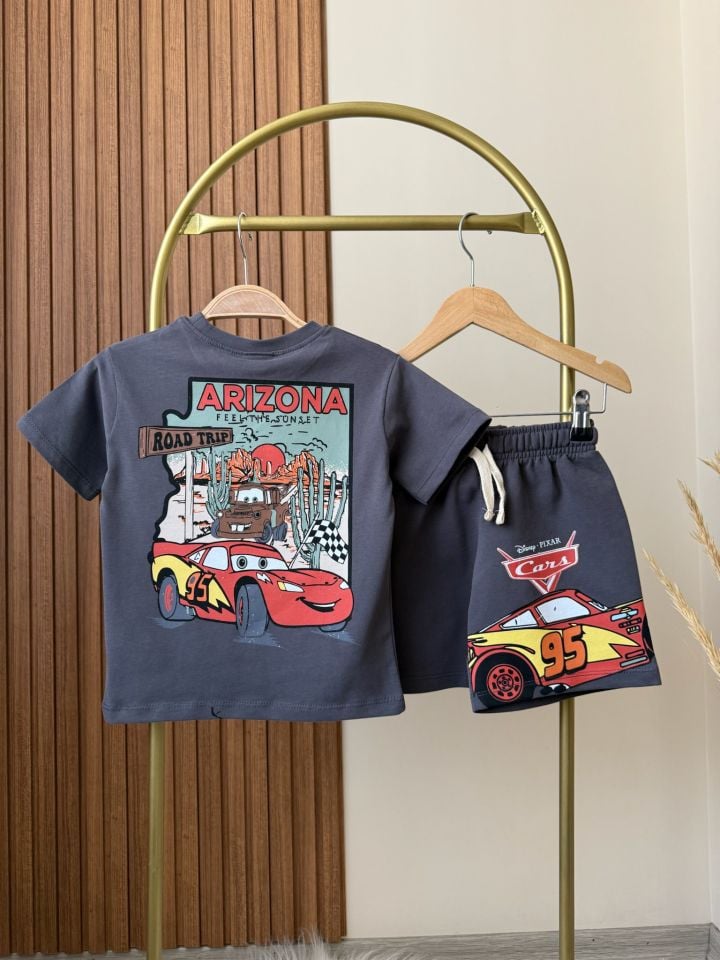 Cars Baskılı Antrasit Takım