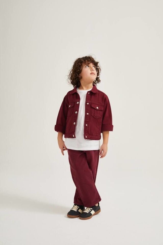 Bordo Unisex Ceket+Pantolon Takım 5-6 YAŞ