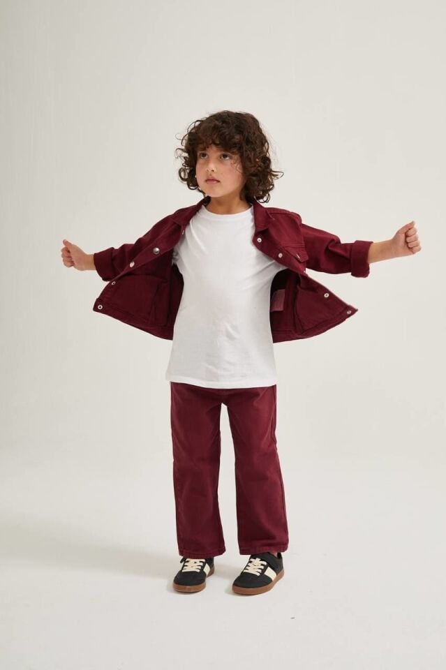 Bordo Unisex Ceket+Pantolon Takım 5-6 YAŞ