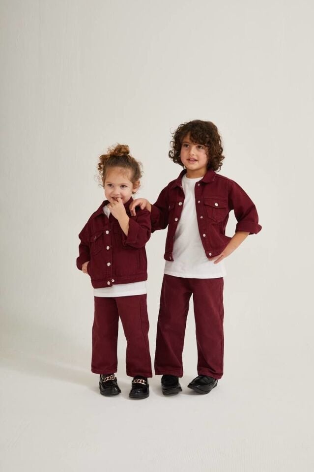 Bordo Unisex Ceket+Pantolon Takım 5-6 YAŞ