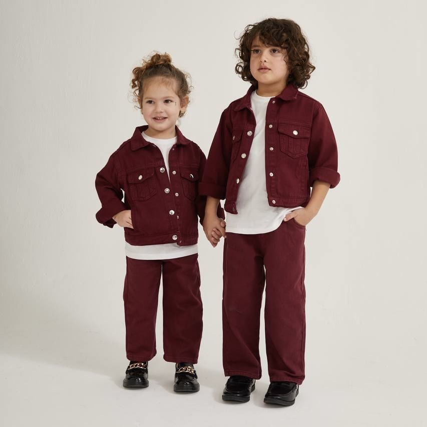 Bordo Unisex Ceket+Pantolon Takım 5-6 YAŞ