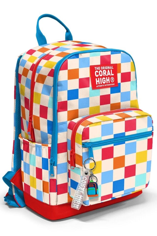 Coral High Çok Renkli Dama Desenli 3’lü Okul Çanta Seti SET0133225 Adet
