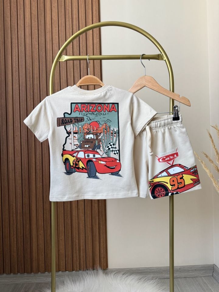 Cars Baskılı Krem Takım 2-3 YAŞ