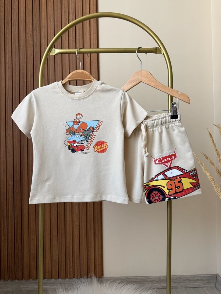 Cars Baskılı Krem Takım