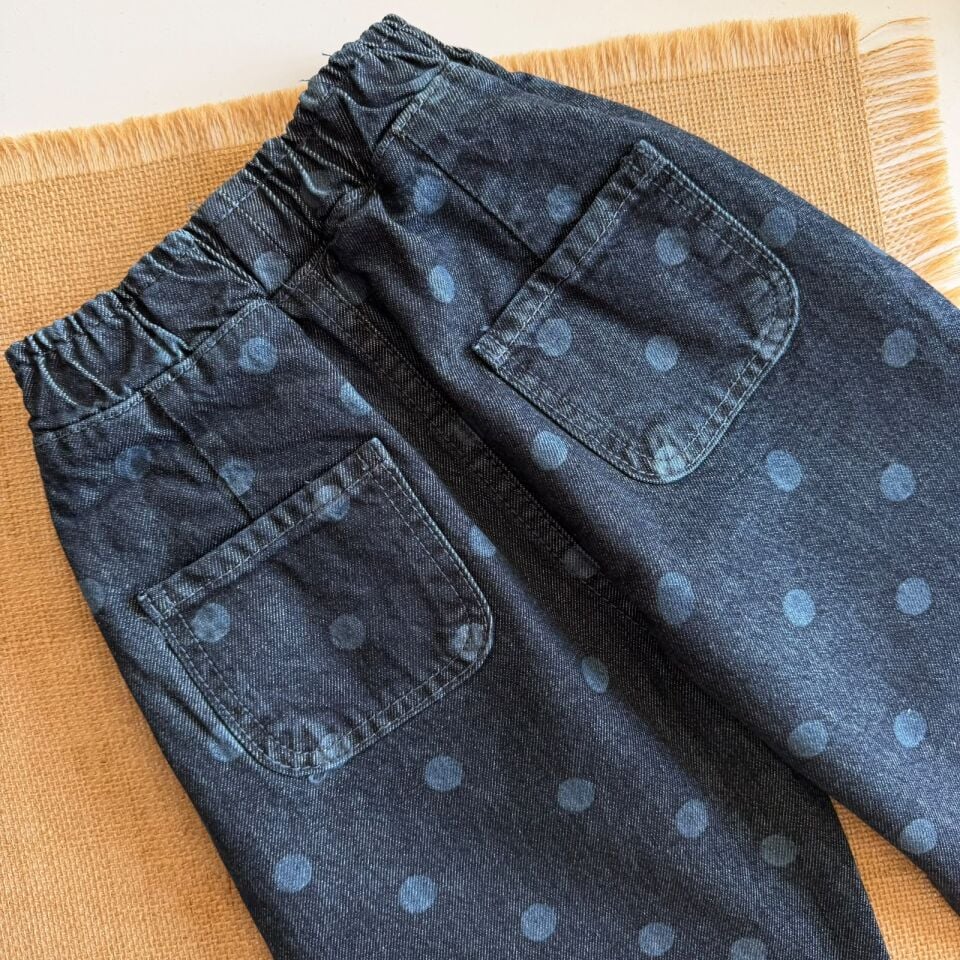 Denim Mavi Puantiye Pantolon 6-7 YAŞ