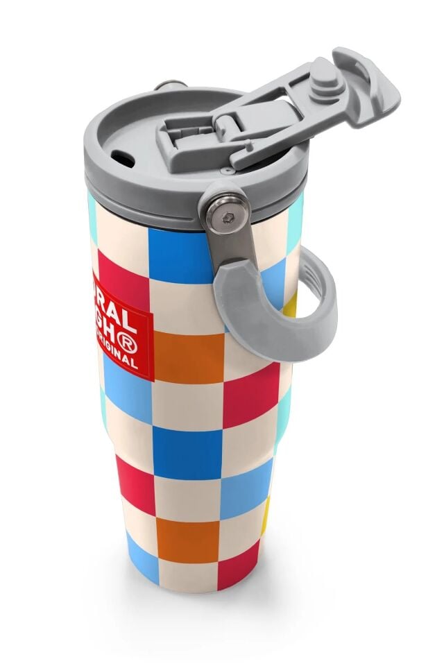 Coral High Çok Renkli Dama Desenli Pipetli ve Direkt İçim Çelik Termos 900 ml 38702 Adet