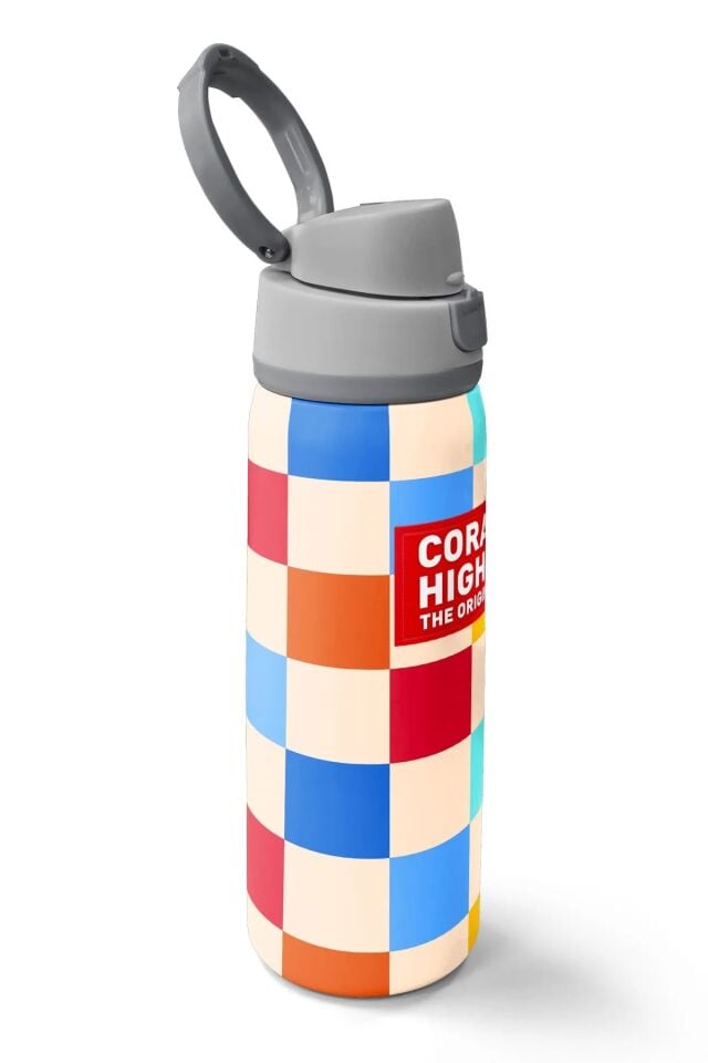 Coral High Çok Renkli Dama Desenli Pipetli ve Direkt İçim Çelik Termos 800 ml 38503 Adet