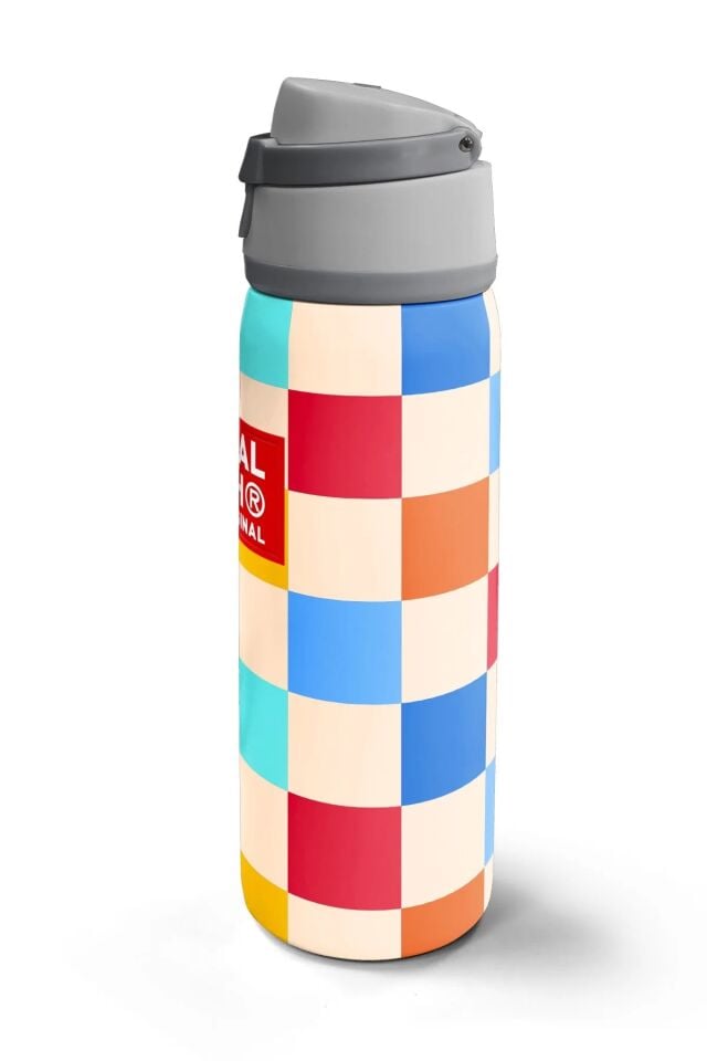 Coral High Çok Renkli Dama Desenli Pipetli ve Direkt İçim Çelik Termos 800 ml 38503 Adet